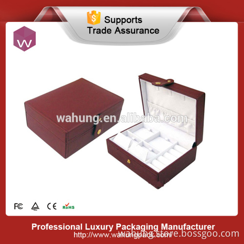 New design pu leather hinged leahter jewellery box (WH-2209)